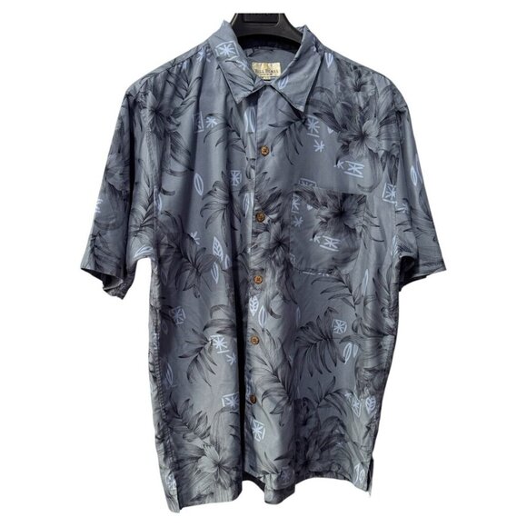 Vintage blue Hawaiian shirt‎ Bill Blass XL Floral Tropical Design - Picture 1 of 4